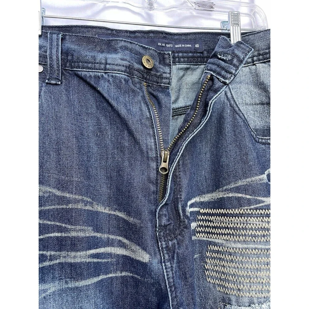 Parish Nation Men’s Patched Embroidered Distressed Jeans Size 40x35